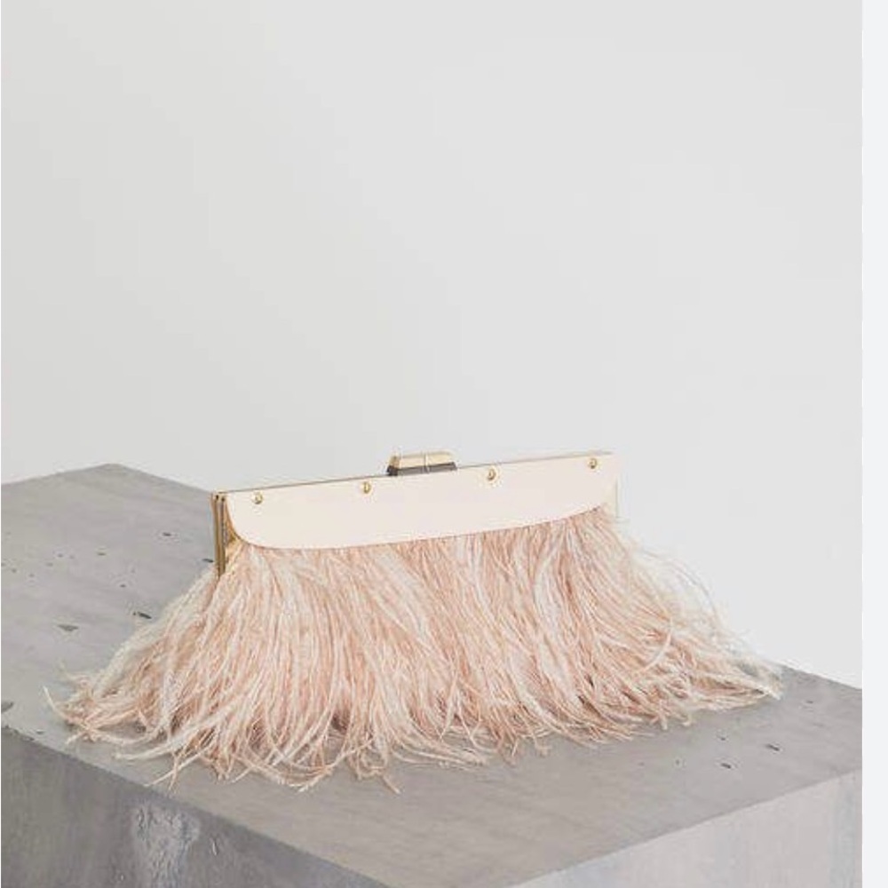 BCBG MAXAZARIA CATARINA FEATHERS CLUTCH NWT